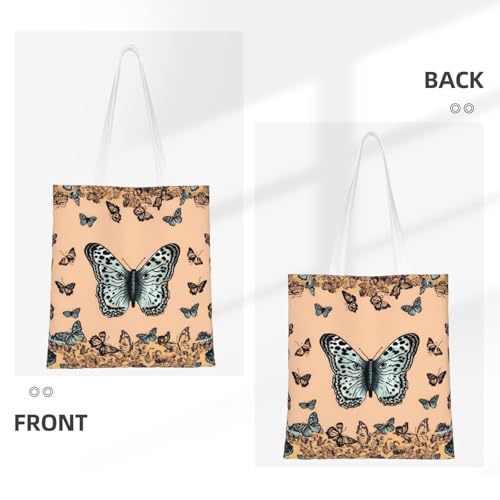 Canvas Tote Bag for Women Shoulder Tote Purse Reusable Grocery Bag Leopard and butterfly Aesthetic Shopping Bags3