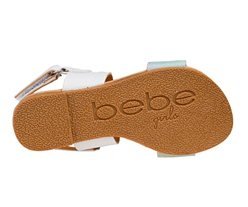 Image of bebe Girl's Sparkly and Strappy Glitter Leatherette Flat Sandals with Adjustable Strap (Toddler /Little Kid)