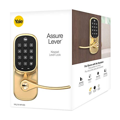 Image of Yale Assure Lever, Keypad Door Lever (for Doors with no deadbolt) - Keyless Entry with pin Code Unlocking and one-Touch, or Auto-Locking - Nickel