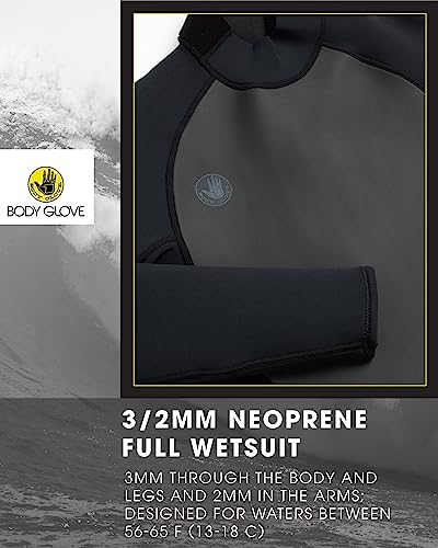 Body Glove Men's Wetsuit - Upf 50+ 3/2 Mm Neoprene Back Zip Fullsuit (S-Xxl), Size Medium, Black #TOP5