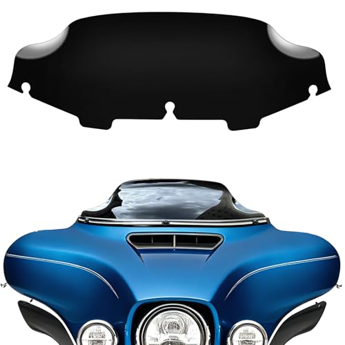 Image of DREAMIZER Wave Windshield Windscreen,Specific Fit Motorcycle Windshield, PC Wind Deflector Compatible with Harley Touring Electra Street Tri Glide 1996-2013 (Black 6inch)