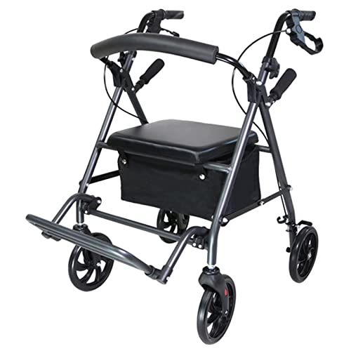 軽量折りたたみ式4輪歩行器、パッド入りシート、ロック可能なブレーキ、キャリーバッグ付きモビリティウォーカー、高齢者や障害者向けの移動制限補助具