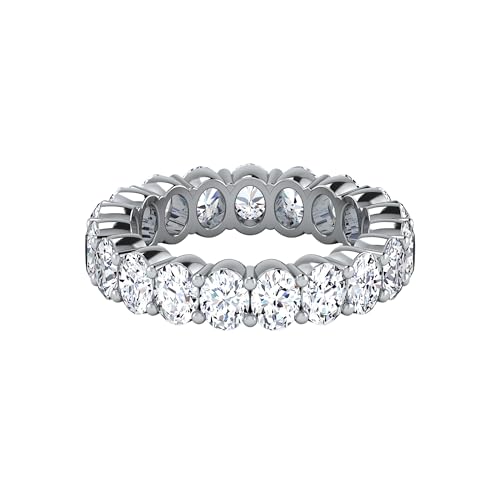 4.23 CTW Oval Cut Diamond Eternity Ring for Women in 14K White Gold/Yellow Gold | E-F Color, VS Clarity | Wedding, Anniversary, Luxury Fine Jewelry Gift | Lab-Grown Diamonds | Ring Size 6.5 - Image 3
