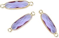 Vista 8 de CCP9-G4 - Conector de piedra natal transparente de abril de grado A de Adabele de 0.827 in, barra rectangular chapada en oro amarillo de 18