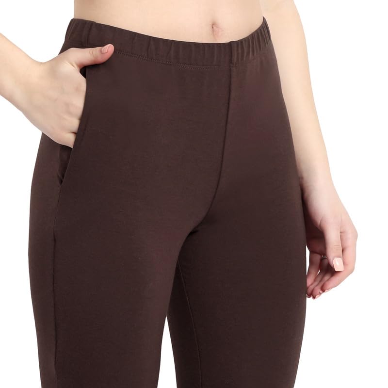 Image of ONE SKY Women Full Length Leggings | Cotton Modal Spandex Blend | High Waist Stretchable & Bio-Washed Fabric | Colour-Lock Technology | Comfortable Leggings for Women