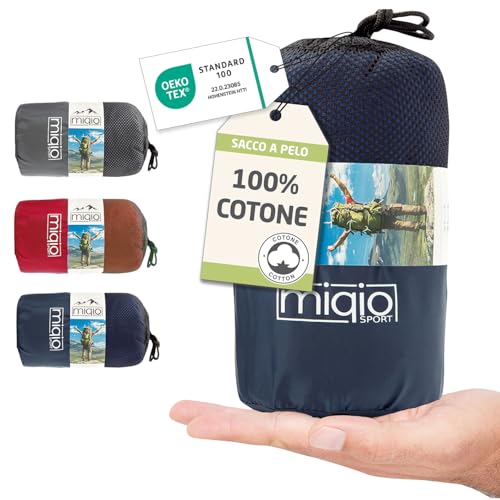 MIQIO® 2in1 Baumwoll-Hüttenschlafsack mit durchgängigem Reißverschluss...