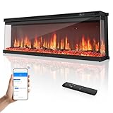 50-inch 3-Sided Wall Mount Electric Fireplace, Recessed & Built-in Design with...
