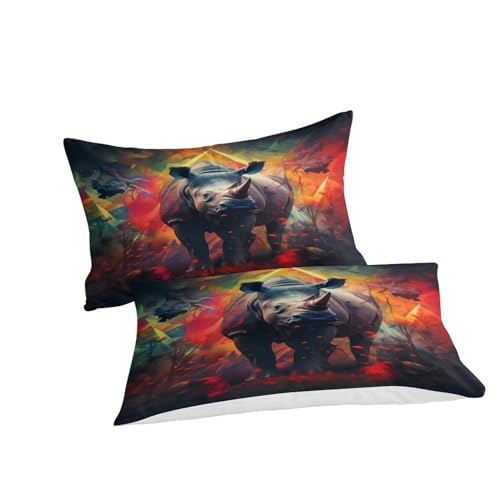 Housse de couette rhinocéros sauvage fermeture éclair parure de lit microfibre 3D - 6