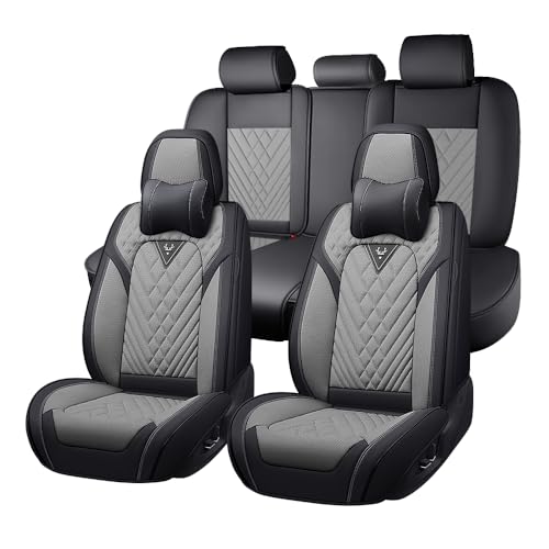 Image of Car Seat Covers for Chevrolet Equinox 2005-2026, Premium Nappa Leather Waterproof & Anti-Slip, Full Coverage Customized fit Chevrolet Equinox Seat Covers Full Set (5 Seats Luxury,Black-Gray)