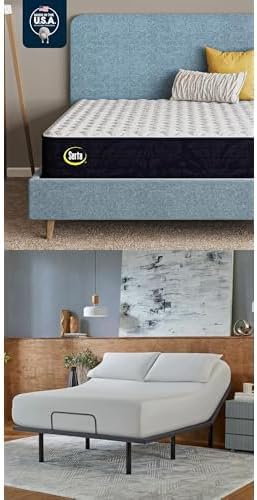 Serta Classic Clarks Hill 2.0 Firm 12.5" Full Mattress baselogic Level 2 Full Adjustable Base Bed Frame - Cooling, Breathable and Pressure Relieving with Head & Foot Adjustability