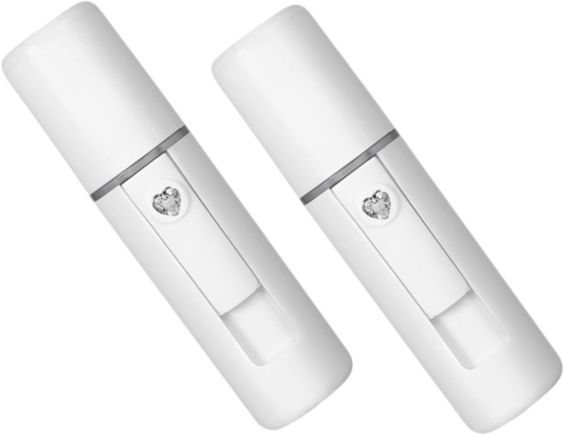 2pcs Portable Nano Facial Steamer Mist Sprayer USB Rechargeable Beauty Sprayer for Women Visual Water Tank Hydrating Facial Care White