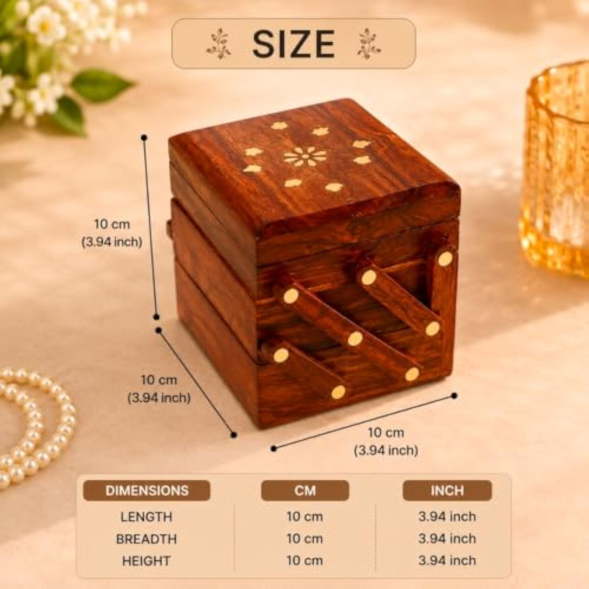 Handcrafted Wooden Expandable Jewellery Box for Women