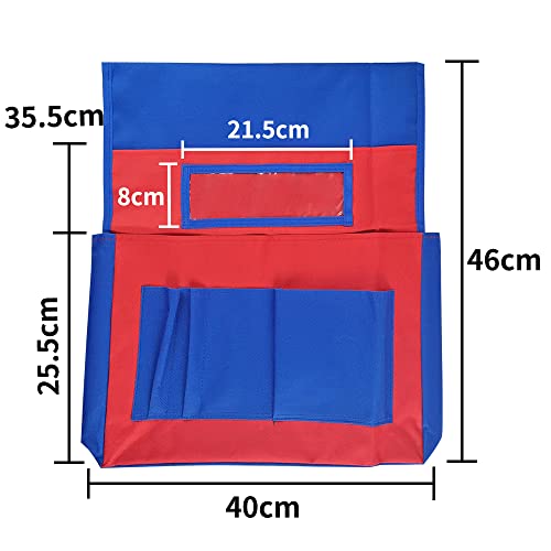 Mewise Chairback Pockets Chart in 6 Bright Colors, Chair Seat Back Organizer with Name Tag Pocket for Classroom, 16" x 18", Water Resistant 600D Nylon Material (6 Pack) by Mewise - Image 2