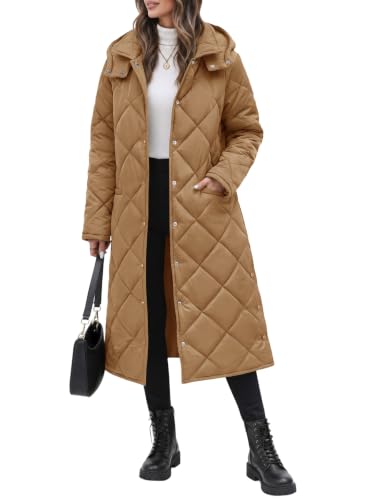 Image of Yousify Womens Long Puffer Coat Winter Warm Quilted Padded Jacket Outerwear
