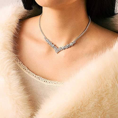 Ushiny Bridal Wedding Jewellery Set Sparkly Crystal Necklace Earring Bracelet Set Rhinestone Dangle Drop Earring Necklace Bracelet Jewellery Set for Women and Girls
