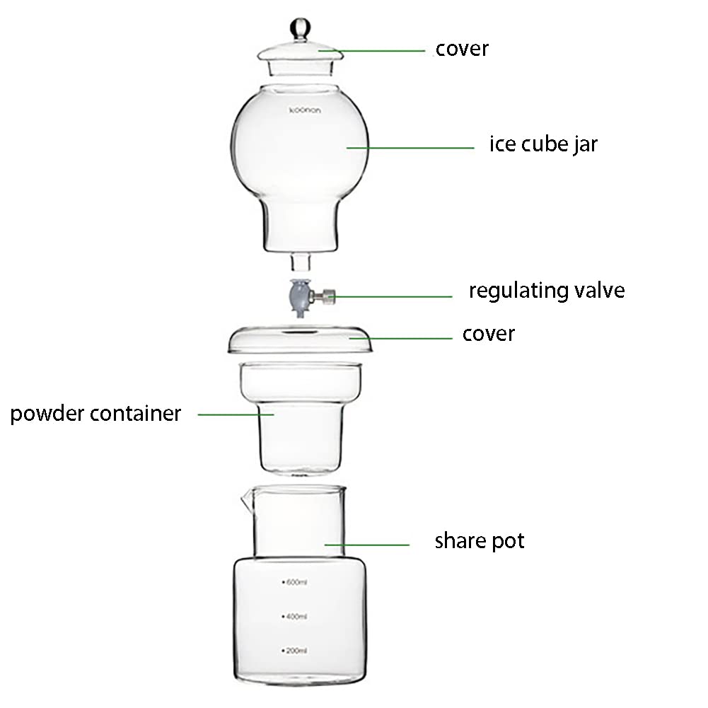Brew Macchina da caffè (600 ml 4 Tazze) Cold Drip Coffee per Uso Domestico Flusso d'Acqua Regolabile Caraffa in Vetro Borosilicato