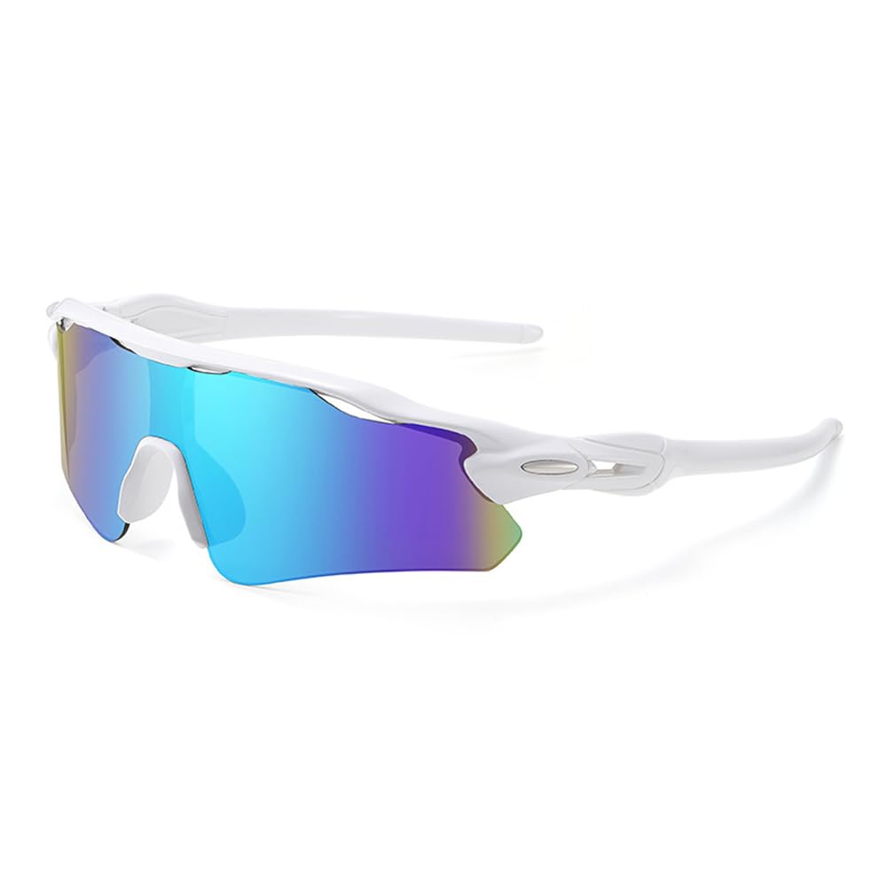 hermaner Semi-Rimless Sports Sunglasses Mens Women UV400 Protection Irregular One Coated Lens Windproof Goggles Personality Sunnies Cycling Running Skiing Mountaineer