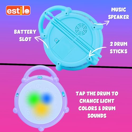 Image of Estilo Musical Flash Drum with 3D Lights Music Baby Toy