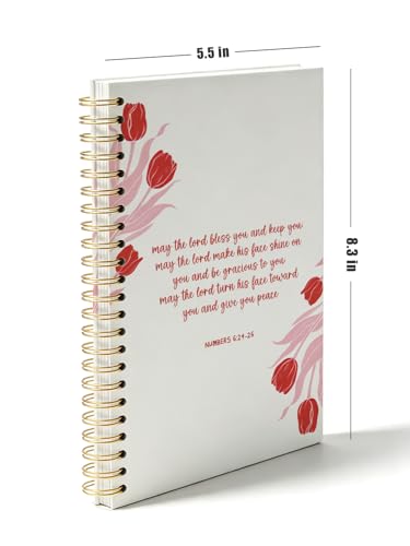 Carnet de notes chrétien haut de gamme couverture rigide motif tulipe rouge - 5