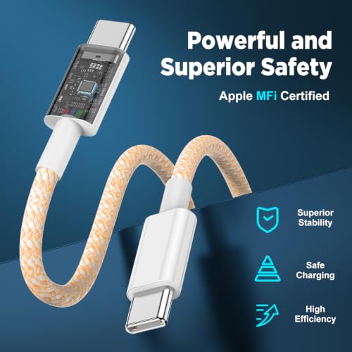 Image of USB C to USB C Cable 6FT+10FT 2Pack 60W iPhone 17 16 15 Charger Cord Long Type C to C Cable Fast Charging for Apple iPhone 17 16 15 /Pro /Pro Max /Plus /iPad Pro Air /MacBook /Air /Mini /Samsung Galaxy-Orange