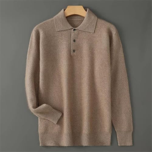 Men Polo Collar Pullover 100 Percent Wool Knitwear Warm Thick Long Sleeve Business Sweater3