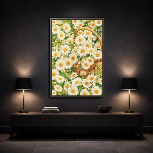 Tableau de salon fleurs blanches au-dessus de la console entree design - 3
