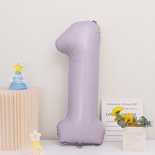 Image of Pastel Purple 1 Number Balloons,40 Inch Light Purple 1 Balloons Large Helium Foil Mylar Purple Number 1 Balloon for Birthday Party Anniversary Decorations