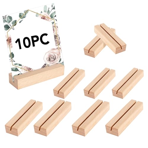 Qintora 10 Piè Ces Porte Carte Bois,Bois Naturel Support Photo Carte,Porte Menu Mariage,Pour Mariage,Restaurants, Mariages,Banquets Et Fêtes