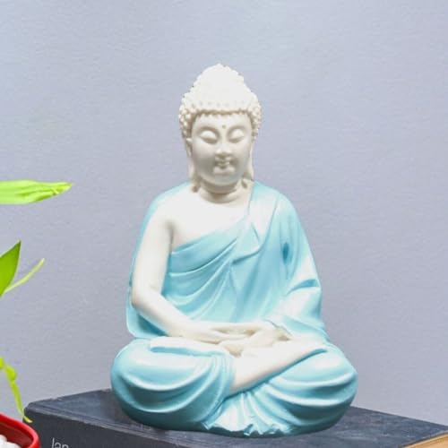 Image of Pot's & Plant's Handcrafted Polymarble Meditation /Dhyan Buddha Statue Lord Figurine /Idol (5.5-inch) (Blue)
