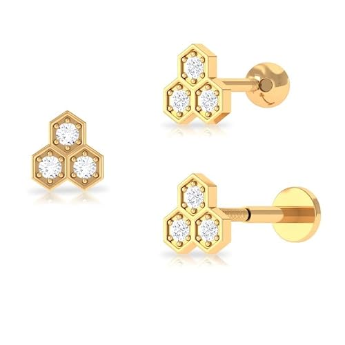 Rkgems Captivating Daith Earring For Women With Diamond, Dainty Round Cut Diamond Geometric Earring In Gold (Rose Gold) #TOP1