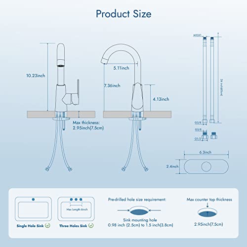 Cinwiny Bar Sink Faucet Single Hole 1 Handle Bathroom Faucet Brushed Nickel Small Rv Campers Tap Faucet Deck Mounted Long Neck Sus304 Kitchen Vanity Faucet With Deck Plate And Pop Up Drain #TOP5