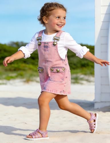 Image of QIY Toddler Girl Sandals Little Kids Summer Dress Shoes Open Toe Flats Princess Sandals for School Beach Party