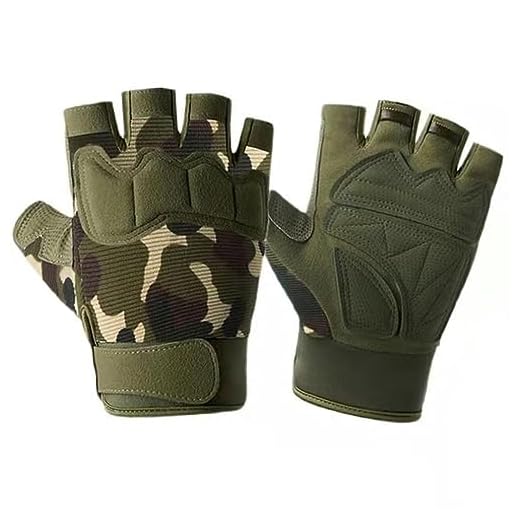 Mitaines de tir de l'armée militaire demi-doigt pour hommes, gants tactiques pour sports de plein air, vélo, équitation, fitness, camouflage-M