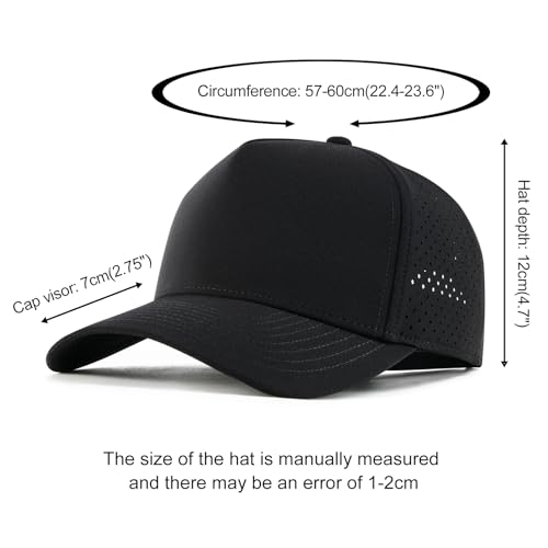 BOTVELA Men Adjustable Snapback Baseball Cap Vented Performance Laser Cut Mesh Hat (Black) - Image 7