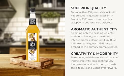 Image of 1883 Passion Fruit Syrup for Drinks, Made in France, 1 Liter Plastic Bottle