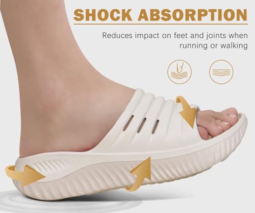 Image of KuaiLu Womens Recovery Sandals With Comfortable Plantar Fasciitis Support,Ladies Orthotic Open Toe Sport Slides Thick Cushion Reduces Stress on Feet,Joints & Back Post-Exercise