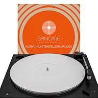 Weiße Acryl-Slipmat für Plattenspieler | SPINCARE Premium 4mm Plattentellerauflage | 12\ Vinyl Matte | Verbessert Klang beim Schallplatten-Abspielen | Hochwertige Slipmat
