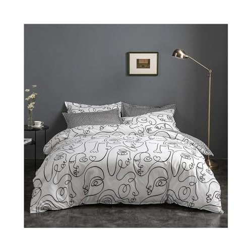 3 Piece Duvet Cover Set, Lightweight Printed Bedding, All Seasons Polyester Duvet Cover, Fade And Pet Hair Resistant, Luxurious And Comfortable Sleep Set (200 x 230 cm)