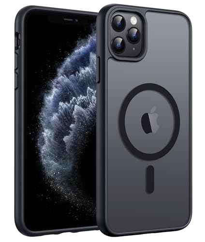 FNTCASE for iPhone 11 Pro Case: Magnetic Translucent Matte Military Grade Drop Protection Phone Cover | Slim Anti-Slip Durable Shockproof for iPhone 11Pro 2019 Cases (5.8 inch Black)