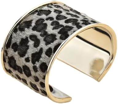 RYOLOY Women's Leopard Print Bracelet, Wide Cuff Bracelet. Fashion Personalized Wild Open Bracelet. Trendy Jewelry for Women.