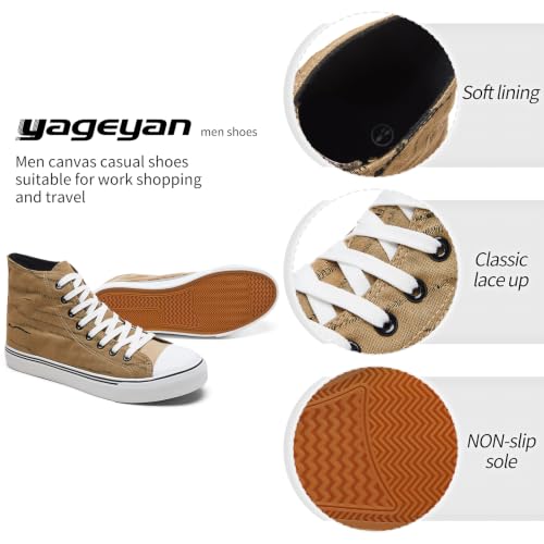 Image of yageyan Men's High Top Canvas Sneakers Fashion Lace up Walking Shoes Casual Classic