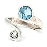 Hergestellt in Indien Blau Topas Ring 925 Silber Sterlingsilber Damenring blau verstellbar (MRI 102-62)