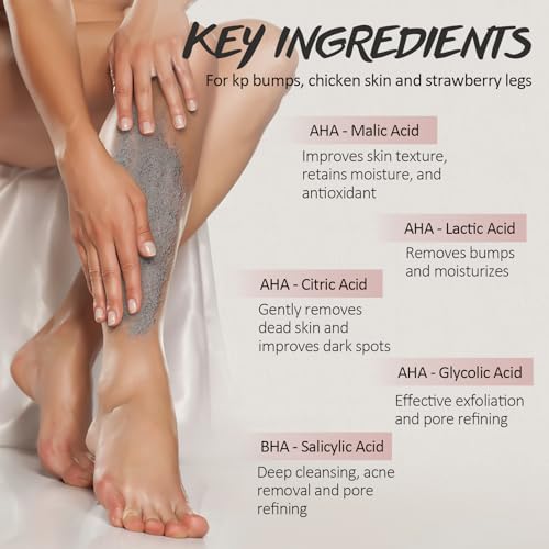 Kp Bump Eraser Body Scrub Exfoliator Exfoliating 300G Body Wash for Keratosis Pilaris Strawberry Legs for Women Men with Salicylic Acid AHA Kp Skin Scrub for Chicken Skin Bikini Butt Area with Loofah - Image 2