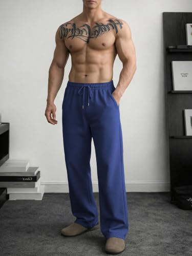 Image of JMIERR Men's Casual Baggy Pants Lightweight Wide Leg Lounge Travel Pants Streetwear with Pockets