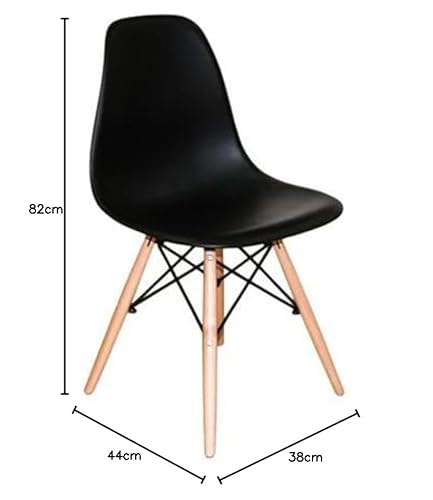 Kit 4 Cadeiras Charles Eames Eiffel dsw Wood Preto