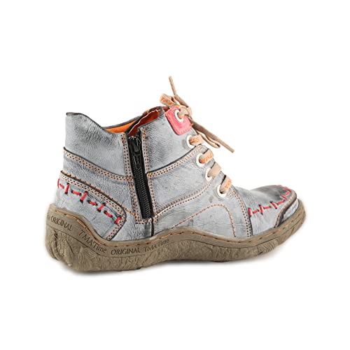 TMA EYES Women's Handmade Quilted Leather Classical Lace up Fashion Comfortable Ankle Platform Booties3