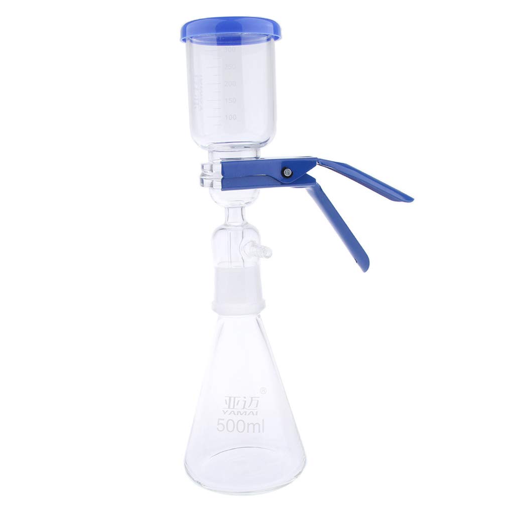 Aparato de filtración de 500 ml, unidad de filtración de laboratorio al vacío con embudo y abrazadera