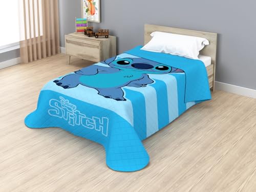 Disney Jay Franco Colcha Bouti Termosellada Stitch Standing Wide Stripe, 170 x 250 cm, Microfibra, Relleno 100gsm JE12761ET