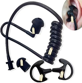 2 Way Radio Earmold Black Small Soft Rubber Earbuds Earmould Left and Right+ Replacement Black Coil Audio Tube Compatible for Motorola Kenwood Baofeng Acoustic Tube Earpiece