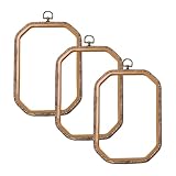 3 Pieces 7 x 10 Inch Rectangle Embroidery Hoop, Imitated Wood Cross Stitch Hoop, Plastic Embroidery Frame for Display Art Craft Sewing Ornaments DIY Decoration Hanging (3 Pieces)